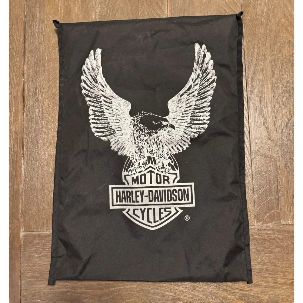 Vintage Harley Davidson Black Bag Eagle Logo wih oldover top